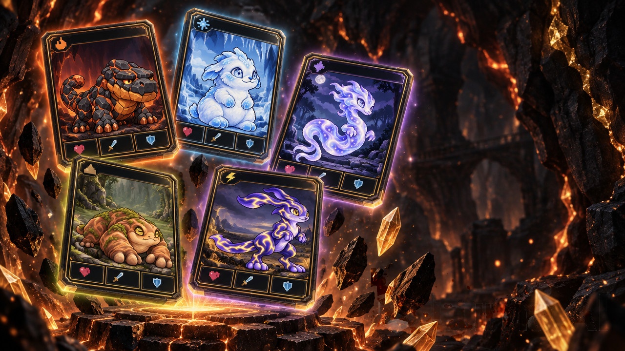 Cards resting in a cave
